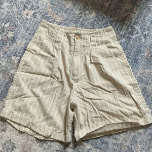 Vintage linen blend bareback stripped shorts